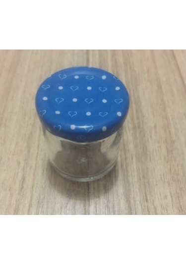 40 Cc Cam Kavanoz - 10 Adet - Mavi Kalpli Kapak.Mutfak.