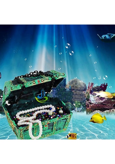 Vkemall Akvaryum Zenginleştirici: Siyah Dalga Dalgıç Ve Hazine Sandığı, Balık Tankı Oksijenatörü Ve Dekoratif Aksesuar Hava Pompa Gerektirir