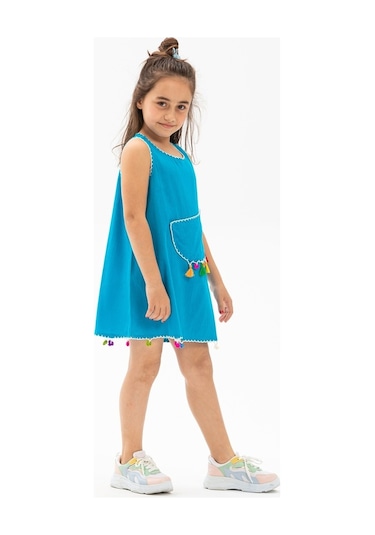 Mine Şile Bezi Çocuk Elbise Turkuaz Trkz