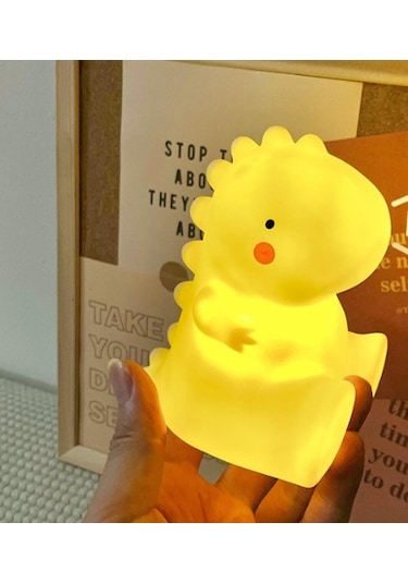 Karikatür Sevimli Bebek Ejderha Gece Lambası Sarı Sıcak Işık