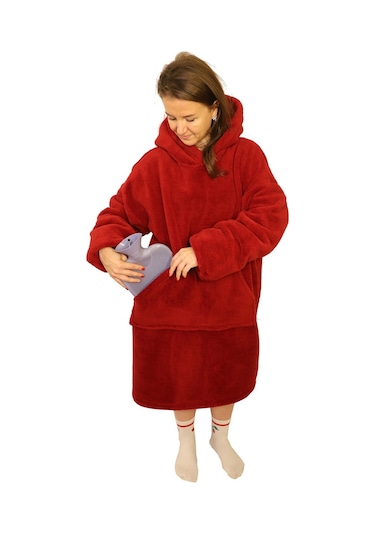 Rokeff Wellsoft Tek Kişilik Giyilebilir Battaniye Bordo L/XL