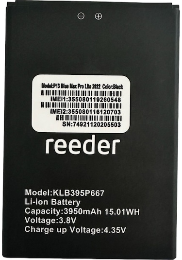Reeder P13 Blue Max Pro Lite 2022 Batarya Pil 3950 Mah