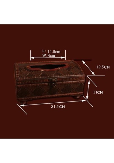 Retro Ahşap Doku Depolama Kutusu El Yapımı Ahşap Doku Tutucular Havlu Peçete Doku Dağıtıcı Organizatör Tutucu Doku Kutuları Gri - Kırmızı