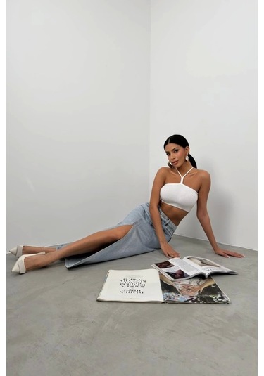 Pencere Detay Fitilli Crop Ekru