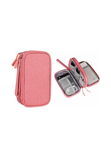 Fosenze Siyah Dijital Aksesuar Depolama Çantası - 21x12.5x6 Cm, Su Geçirmez, 2 Bölmeli, Taşınabilir Elektronik Organizer