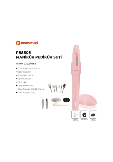 Polosmart PBS505 Manikür Pedikür Seti Pembe