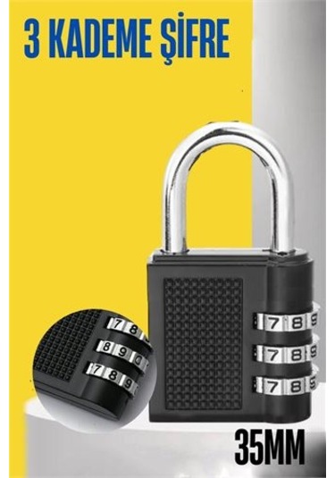 Şifreli Asma Kilit 3 Kademe 35 Mm