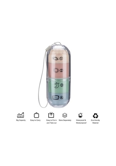 Dancemonkey Gökkuşağı Kapsül Mühür Seyahat Hap Kutusu, 360 Döndürme Zaman İstemi Renkli Mühür Kutu Çok Renkli