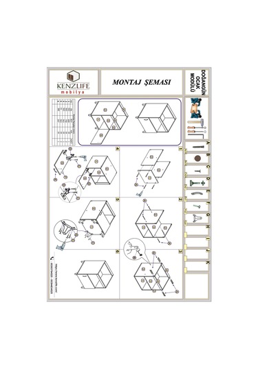 Kenzlife ocak dolabı doğangün byz 85*60*56 hazır mutfak ankastre