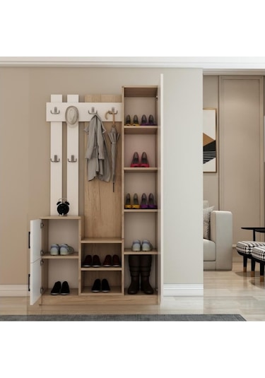 Afillibebek Afilli Nova Kapaklı Aynalı Portmanto Vestiyer Tamamı Mdflam