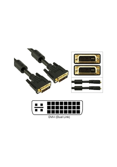 Dvi To Dvi Kablo Çift Filtreli Dvi-I Dual Link 24+5 - 1.8 Metre