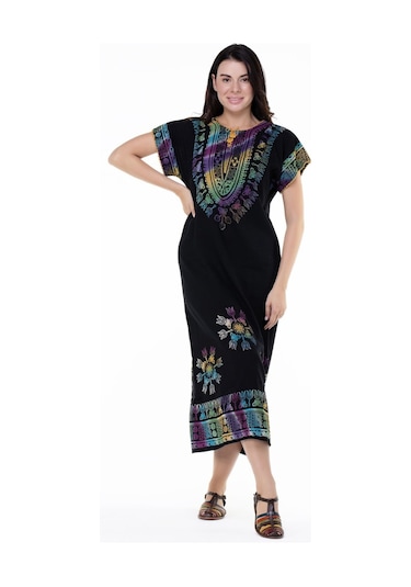 Kısa Kol Pamuk Hitit Uzun Elbise Saray Renkli Sry Rnkl-saray Renkli