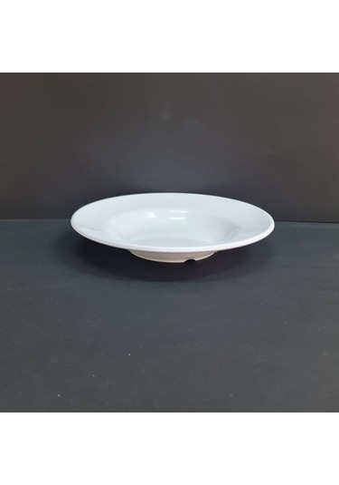 6 Adet Standart Melamin Çizgi Çukur Yemek Tabağı 21 Cm Derinlik 3cm Beyaz