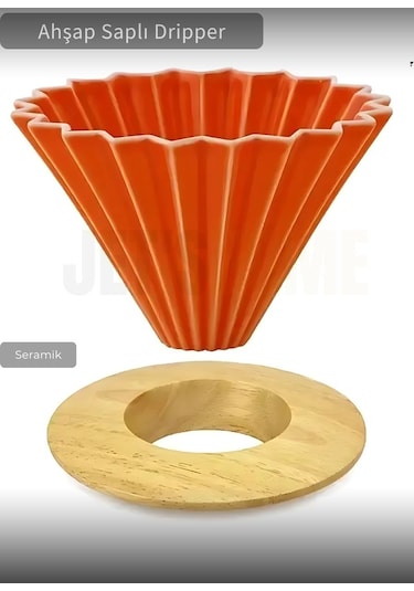 Ahşap Kahve Demleme Standı Dripper Turuncu