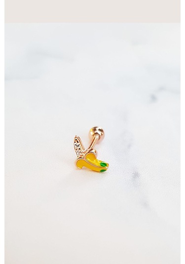 Tekli Ithal Banana Gümüş Piercing Küpe-5951 Gümüş