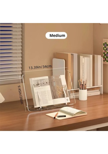 Topshop1 1 Adet Şeffaf Akrilik Kitap Standı 34 Cm X 24 Cm Ayarlanabilir Masaüstü Okuma Tutucu İpad Uyumlu Destek