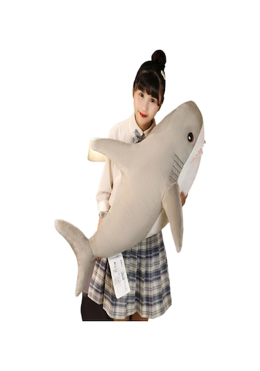 Köpekbalığı Yastık Sevimli Peluş Oyuncak Köpekbalığı Bebek Yatak Yastık Bebek  60 Gri