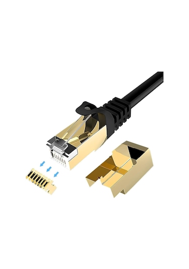 Speeduf 3 Metre Cat7 Patch Kablo Cat 7 Stp Ethernet Kablosu 10gbps Internet 600 Mhz Band Genişliği