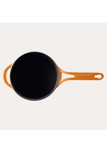 Pot Art Degrade Kayısı Yuvarlak Döküm Kapaklı Sos Tencere 18 Cm Turuncu