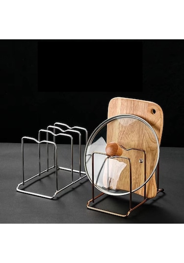 Trendooze Gümüş Mutfak Aksesuarı - Tencere Kapağı Tutucu & Kesme Tahtası Gümüş