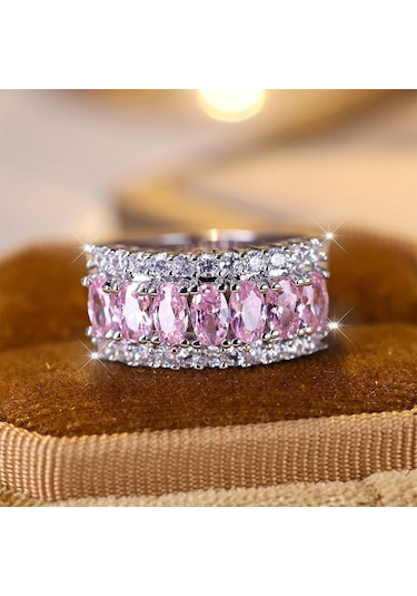 Sarı Parlak Pembe Kristal Taş Zirkon Alyans Kadınlar İçin Moda Düğün Parti Takı Hediye 6 Sarı