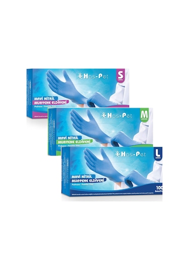 Has-Pet Nitril Muayne Eldiveni - Mavi 20 x 100 Adet