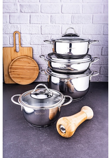 Harmony 8 Parça Çelik Tencere Seti Gümüş