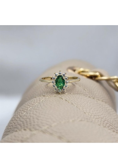 1 05 Karat Zümrüt Yeşili Taşlı 0 30karat Pırlanta Signty Taşlı Vintage Tasarım 925 Ayar Gümüş Yüzük