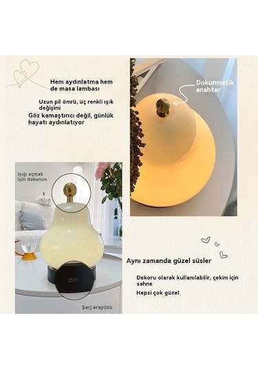 Metabagua La Go Go Gantdidiboy Led Lale Ortam Gece Lambası Başucu Uyku Lambası L9ozv0 Renkli