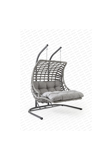 Gardenya Bahçe Capri Swing Bodrum Double Rattan Bahçe Ve Balkon Salıncağı Gri