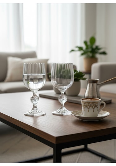Kristal Optikli Kahve Yanı Su Bardağı 150 Ml Beyaz