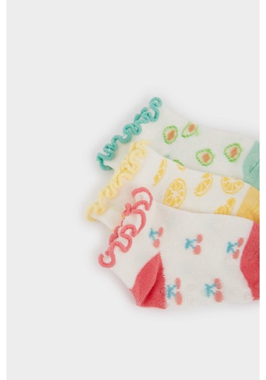 DeFacto Kız Bebek Fırfırlı 3'lü Pamuklu Patik Çorap E4957A5NSWT1 Beyaz