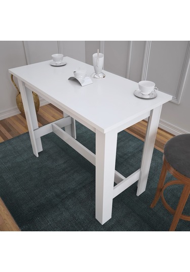 Pasifichome Barra Beyaz Bar Masası & Mutfak Masası / Yüksek Yemek Masası