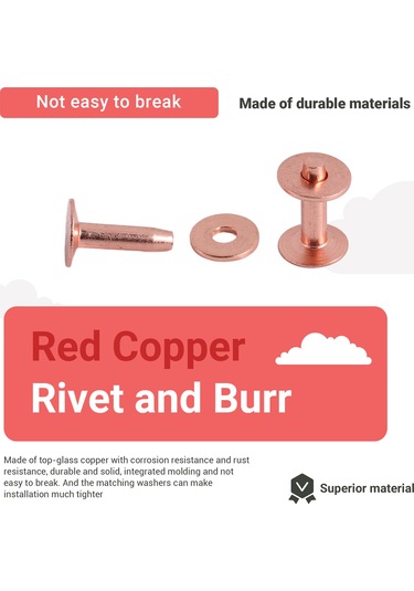 25 Bakır Perçin Burr Rondelası Seti, 15/32" Uzun Deri Bakır