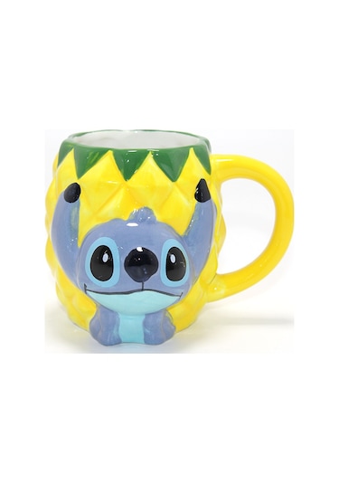 Kabartmalı Kupa Bardak - Disney Stitch Ananas Figürlü