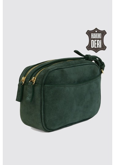 Hakiki Deri Kadın Çapraz Omuz Çantası Yeşil Süet Smr8975 Yeşil Süet