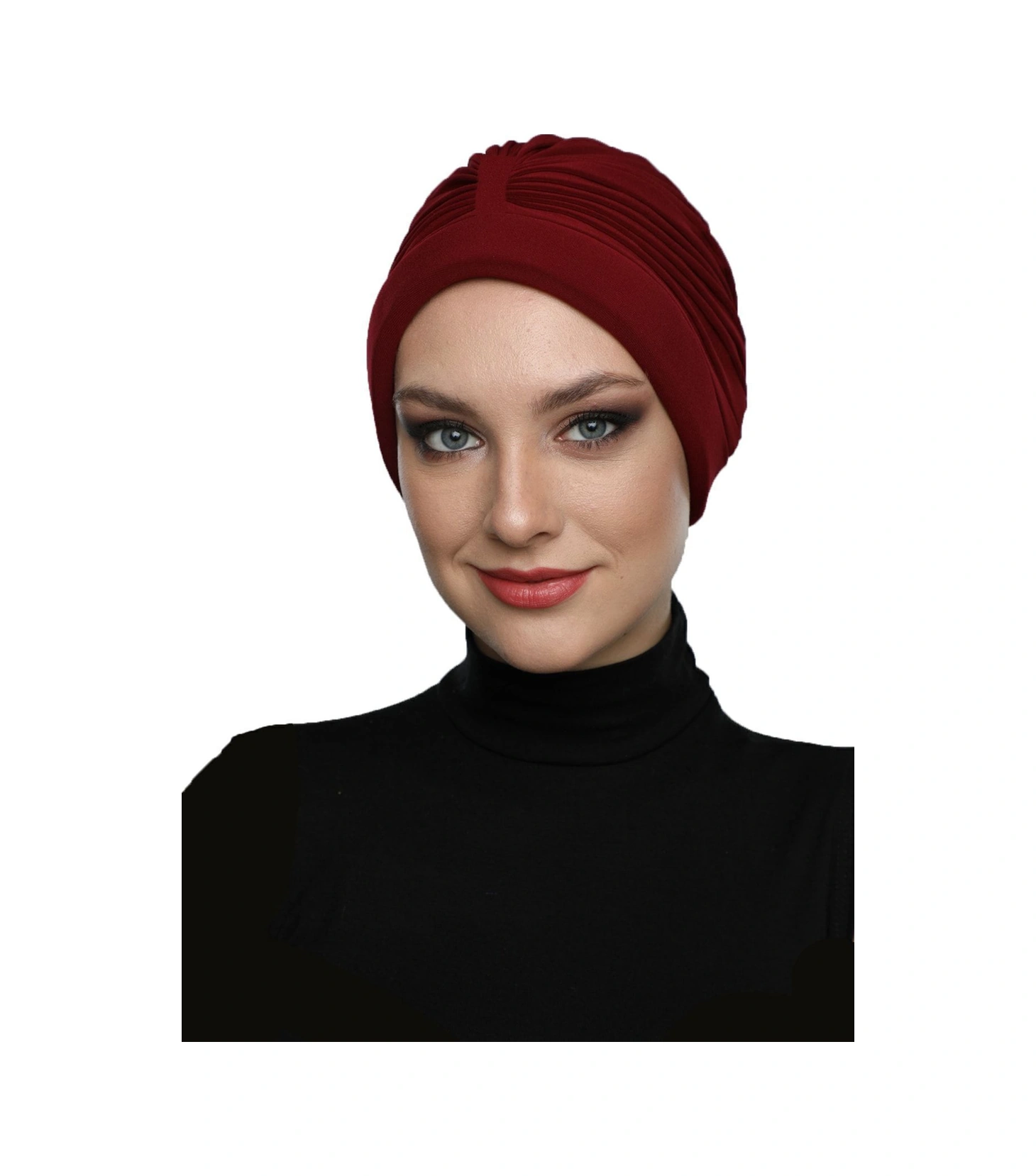 Bantlı Ön Ve Ensesi Bantlı Nervürlü Bordo Süngerli Hazır Türban Tesettür Bone Havuz Bonesi Bordo