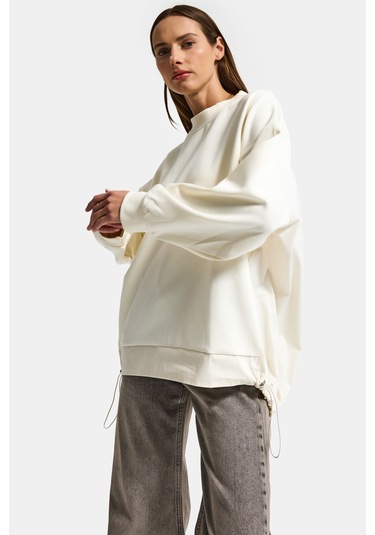 Itsbasic Kadın Ekru W5 Oversize Pamuk Tasarım Sweatshirt