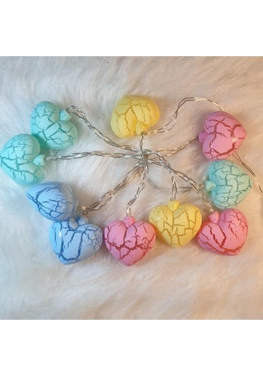 Hdmarketim Rengarenk Çatlak Kalp 10'lu Dekoratif Led Lamba (2 Met