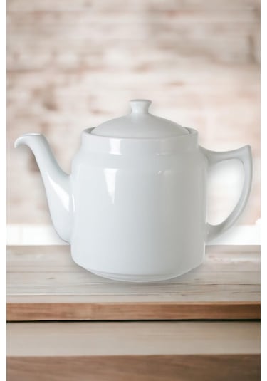 Porselen Tek Demlik Kahveci Model Bitki Demleme Beyaz 1250ml