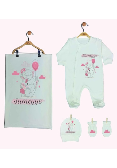 Pia Baby Gl 1941-02 İsme Özel Beşli Tulum Set Krem