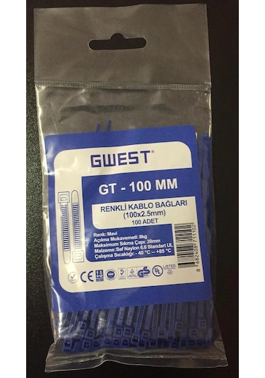 Gwest 2,5x100mm 10cm Renkli Plastik Cırt Kelepçe Kablo Bağı 4renk