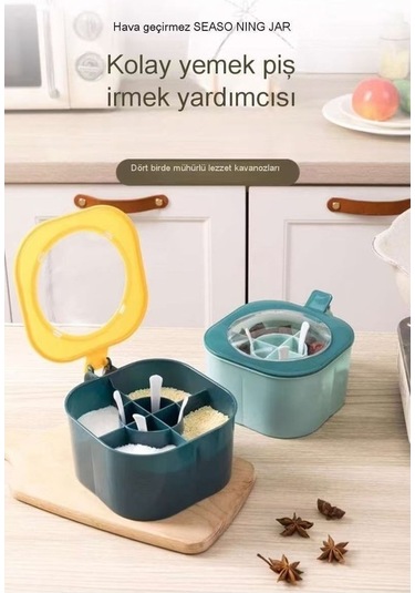 Ganzhoushop Set Mutfak Kutusu Kombinasyonu Ev Baharatlık Baharat Ambition 2'li Ms Pratik Saklama Çözümü Mavi