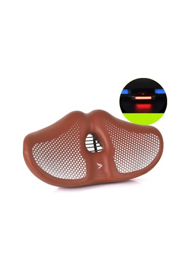 Sones Fmfxtra Kalınlaştırılmış Bisiklet Sele Dağ Bisikleti Şeklinde Sele, Renk: Kahverengi + Arka Lamba