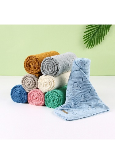 Sones Çok İşlevli Bebek Örgü Aşk İçi Boş Rüzgar Geçirmez Klima Battaniyesi Kılıfı, Boyut: 100x80cm Kot Mavisi Mavi