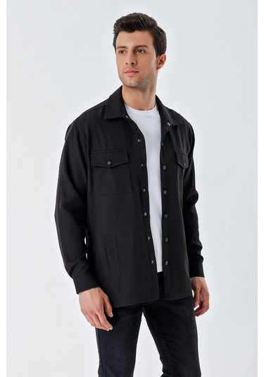 Bigdart 20193 Oversize Erkek Gömlek - Siyah 001