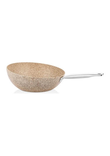 Falez Creamy Boomerang Granit Döküm 30 CM Wok Tava Krem