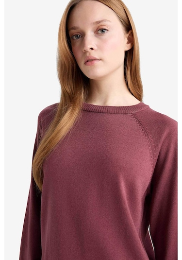 Defacto Regular Fit Bisiklet Yaka Basic Düz Triko Kazak Tunik C4474ax25wnbr350 Bordo