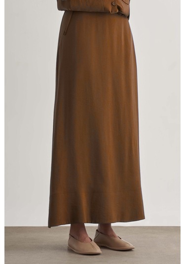 Taba Mizalle Modal Karışımlı Camel Maksi Evaze Etek CAMEL