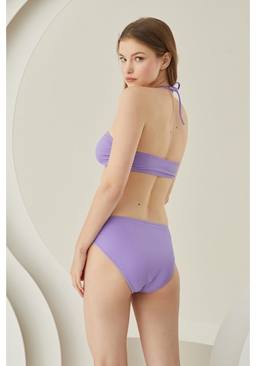 Loya Kadın Lila Reps Boyundan Bağlamalı Tek Üst Bikini